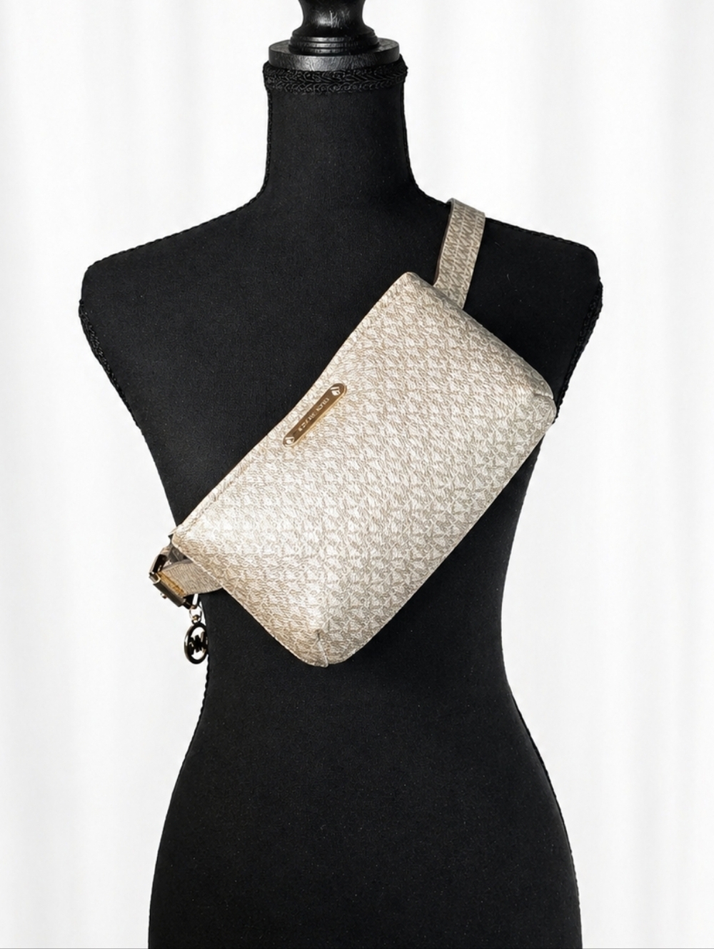 Michael Kors Gold Belt Bag Waist Pack Crossbody MK Logo GUC